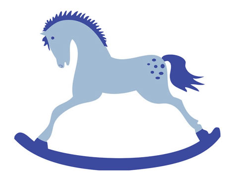 Illustration of a blue rocking horse